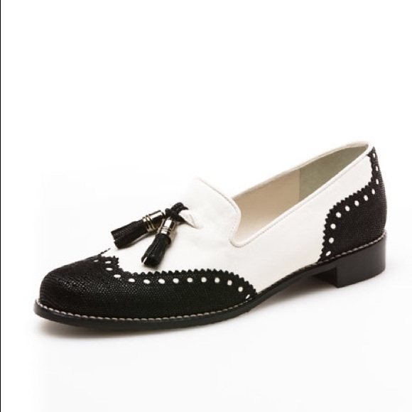 Stuart Weitzman Shoes - Stuart Weitzman Guything Brogue Loafer White Black